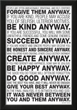 Mother Teresa Anyway Quote Poster