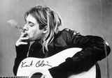 Kurt Cobain B& W Guitar Fabric Poster
