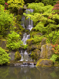 Heavenly Falls in Summer in the Japanese Garden, Portland, Oregon, USA