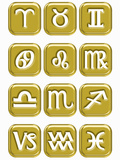 Illustration of Astrology Sign Buttons on a White Background