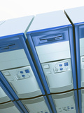 3D Conceptual Illustration of Computer Servers on a White Background
