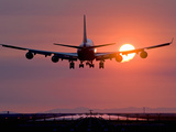Boeing 747 Landing at Sunset, Vancouver International Airport, British Columbia, Canada