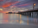 Sunset View of Stearns Wharf, a Central Attraction on the Beach in Santa Barbara, California, USA