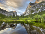 Granite Cliffs and Domes in Yosemite Valley Seen from Mirror Lake, Yosemite National Park