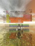 Periodic Table of the Elements with Chemistry Glassware
