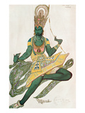 Costume Design for Nijinsky (1889-1950) for His Role as the 'Blue God', 1911 (W/C on Paper)