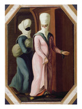 A Turkish Lady Going with Her Slave to the Bath (Oil on Canvas)