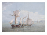 A Hoy and a Lugger with Other Shipping on a Calm Sea (W/C, Pen and Black Ink on Wove Paper)