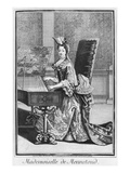 Mademoiselle De Mennetoud Playing the Harpsichord (Engraving)