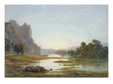 Sunset over a River Landscape, C.1840 (W/C with Bodycolour over Graphite on Paper)