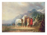 Sioux Camp Scene (Oil on Canvas)
