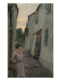 Street Scene with Figure, Cornwall (Oil on Boad)