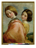 Two Young Women Walking (Oil on Canvas)