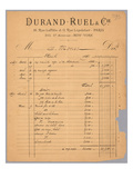 Sales Statement of Durand-Ruel Regarding Claude Monet, 1891