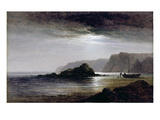 Coastal Landscape by Moonlight (Oil on Panel)