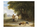 Off to Market (Oil on Panel)