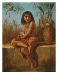 An Egyptian Flower Girl (Oil on Canvas)