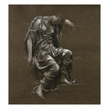 Drapery Study for 'In Memoriam' (Black Chalk Heightened with White on Brown Paper)