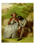 Lovers, 1855 (Oil on Board)