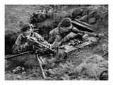 Royal Marine Comandos Man a Trench at San Carlos, 1982 (B/W Photo)