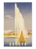 Advertisement for Travel to Geneva, C.1937 (Colour Litho) Giclee Print