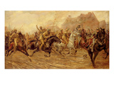The Charge of the Bengal Lancers at Neuve Chapelle (Oil on Canvas)