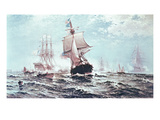 First Recognition of the Stars and Stripes, 14th February 1778 (Oil on Canvas) Giclee Print