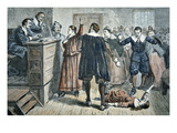 Witches of Salem - a Girl Bewitched at a Trial in 1692 (Colour Litho)