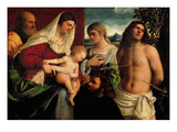 Sacra Conversatione with Ss. Catherine, Sebastian and Holy Family (Oil on Panel)