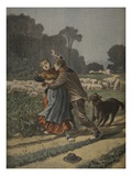 Shepherdess Defended by Her Dog, Illustration from 'Le Petit Journal: Supplement Illustre'