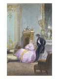Couple Chatting, Detail from a Family Scene, C.1840 (Colour Litho) (See 407341)