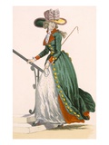 Lady Wearing German Style Riding Outfit, Engraved by Le Beau, Plate No.250