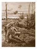 The Rev. W.R.F. Addison Carries a Wounded Man to the Cover of a Trench