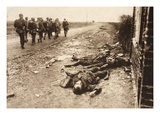 Fallen English after Street Fighting at the Village of Moreuil (B/W Photo)
