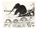 The Elephant's Child Having His Nose Pulled by the Crocodile