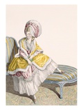 Lady in Morning Gown in Lemon and Pink, Engraved by Dupin, Plate No.55