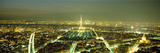 City Lit Up at Dusk, Eiffel Tower, Paris, Ile-De-France, France