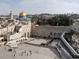 Tourists Praying at a Wall, Wailing Wall, Dome of the Rock, Temple Mount, Jerusalem, Israel