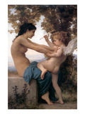 Young Girl Defending Herself Against Cupid