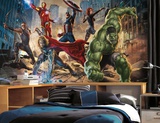 Avengers Chair Rail Prepasted Mural 6' x 10.5' - Ultra-strippable