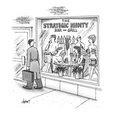 A man walks by a bar called 