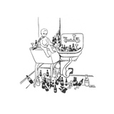 New Year's baby is surrounded by empty liquor bottles. - New Yorker Cartoon