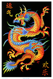 Asian Dragon Flocked Blacklight Poster Blacklight Poster