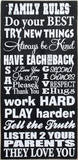 Family Rules Wood Sign
