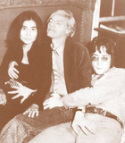 John Lennon, Yoko Ono, and Andy Warhol - Sepia Photo Poster
