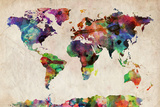 World Map Urban Watercolour