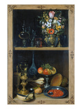 Regal Mit Blumenvase Und Fruechten