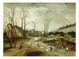 Winter Landscape with Caravan and Peasants Cutting Trees