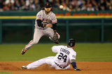 Detroit, MI - Oct 27: Detroit Tigers v San Francisco Giants - Brandon Crawford and Miguel Cabrera