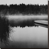 Misty Dock, Salt Spring Island Stretched Canvas Print